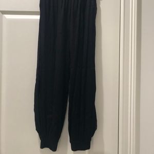 Silk black joggers with slit on side